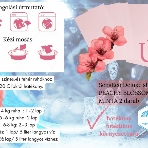 SensEco Deluxe sheet lapmosószer PEACHY BLOSSOM  próbacsomag 2db
